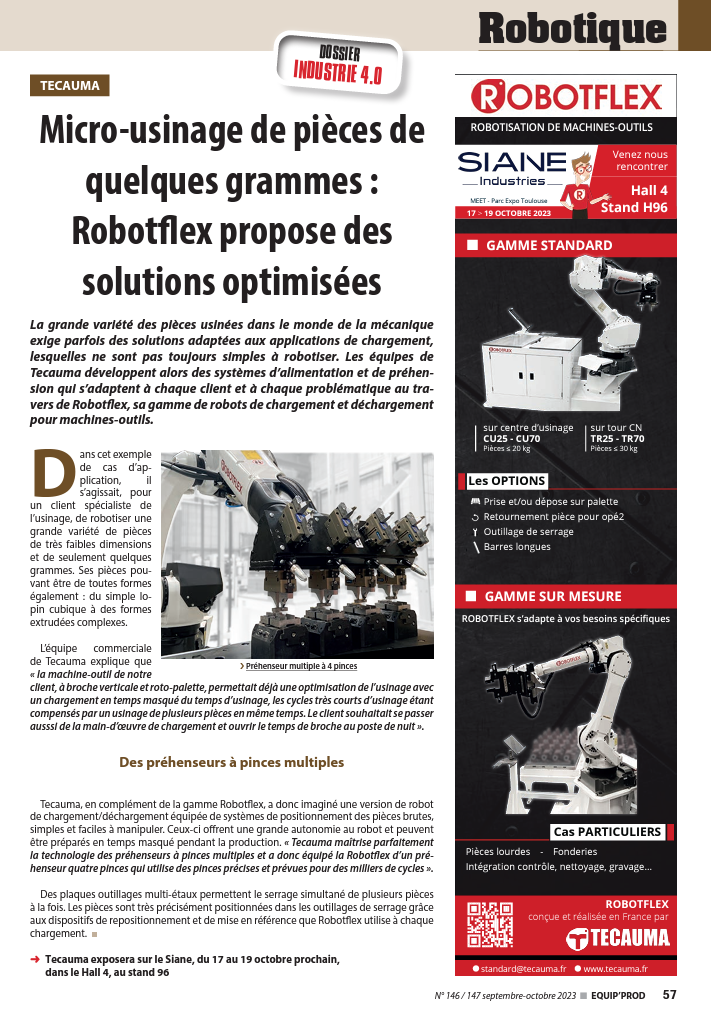 Publicité EQUIP PROD N°146 - Micro usinage ROBOTFLEX